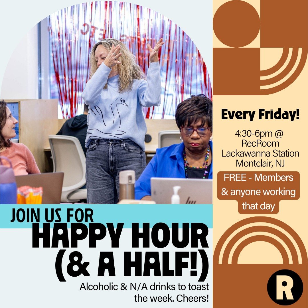 Get your drink on every Friday from 4:30-6pm! We&rsquo;ll have beer/wine/hard cider along with delish N/A options. 

Free for members &amp; anyone working here that day. Cheers! 🍻

#happyhourmontclair