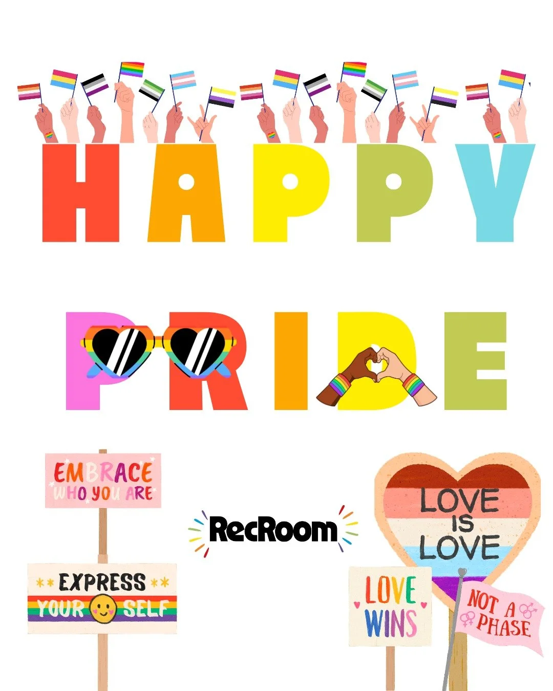 Happy Pride Month from RecRoom! As always, we&rsquo;re showing up with loud, joyful allyship - because we believe everyone deserves to feel seen, safe, and celebrated. 🏳️&zwj;🌈🏳️&zwj;⚧️ 

@outmontclair is bringing the heat all month long, so go ch
