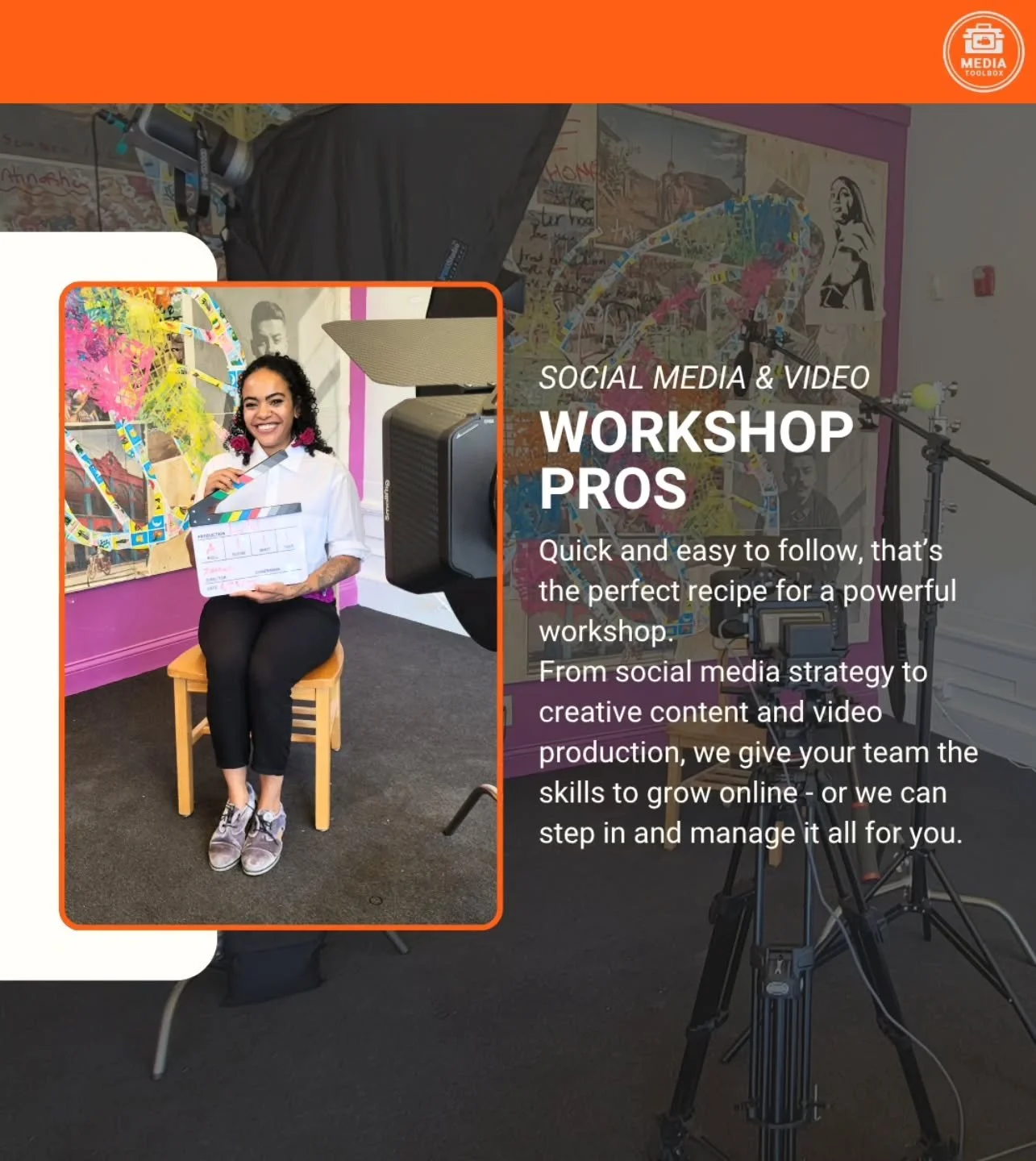 Most organizations know they need to be active on social media but don&rsquo;t know where to start.

That&rsquo;s why we offer hands-on workshops built for mission-driven teams who are ready to stop guessing and start getting results.

At Media Toolb