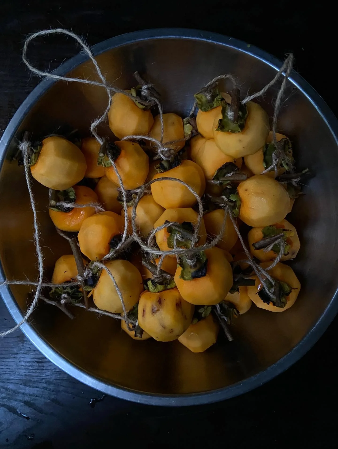 10月22日(水)
柿づくしの1日〜〜♪
お昼ごはんには柿の白和え!
手作りお味噌の風味と、お豆腐でクリーミーになった柿の甘さが最高♡
おやつにはご近所さんから頂いた生姜でジンジャーシロップ!
ついでに切った柿をシロップで煮て、シロップ煮の柿を ジンジャーシロップで割ったお茶と一緒に食べました✴︎
放課後にはガーデンの渋柿を干柿に!
もくもくと皮をむき、お喋りしながら紐にくくりつける時間はなんとも言えない幸福感🐢✨
☀︎
暖をとるために温めた七輪、ついでに上で栗を焼いたらパンッ!パン