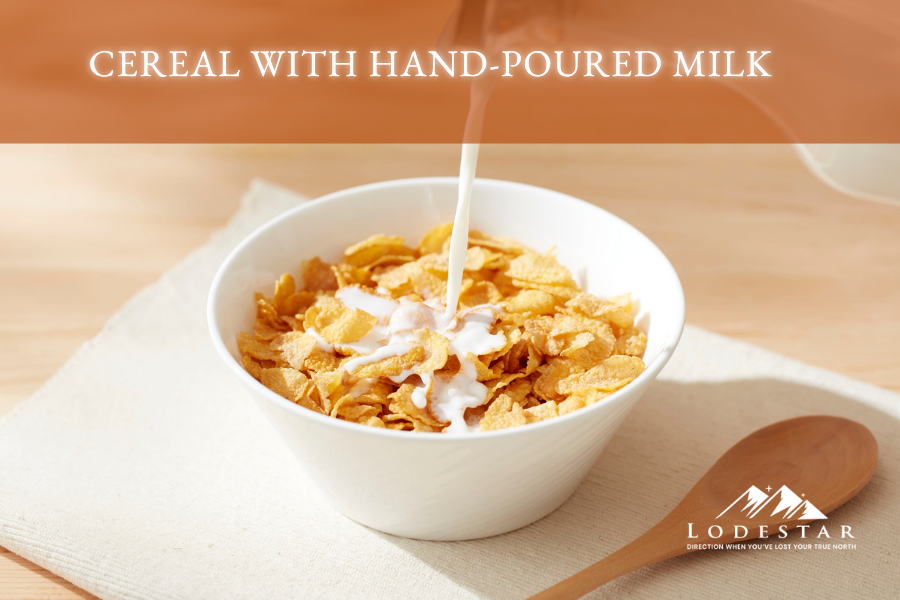 Cereal with Hand-Poured Milk