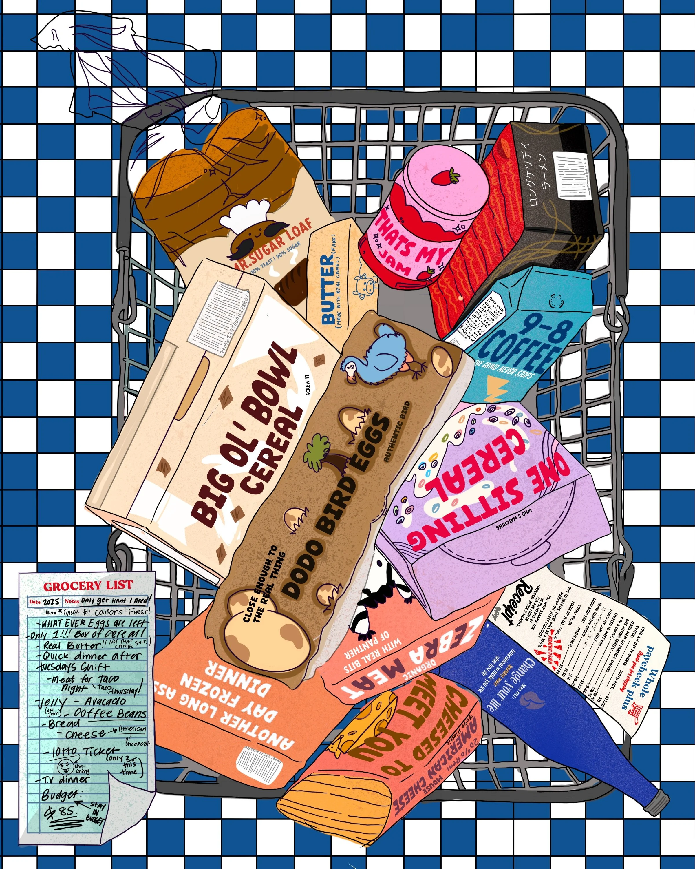 &bull;REPOST&bull;
This is one of my favorite illustrations. I love the details that went into this. I paid an insane price for a small amkount of groceries and had to make an illustration making fun of americas food. We gotta do better. We deserve b
