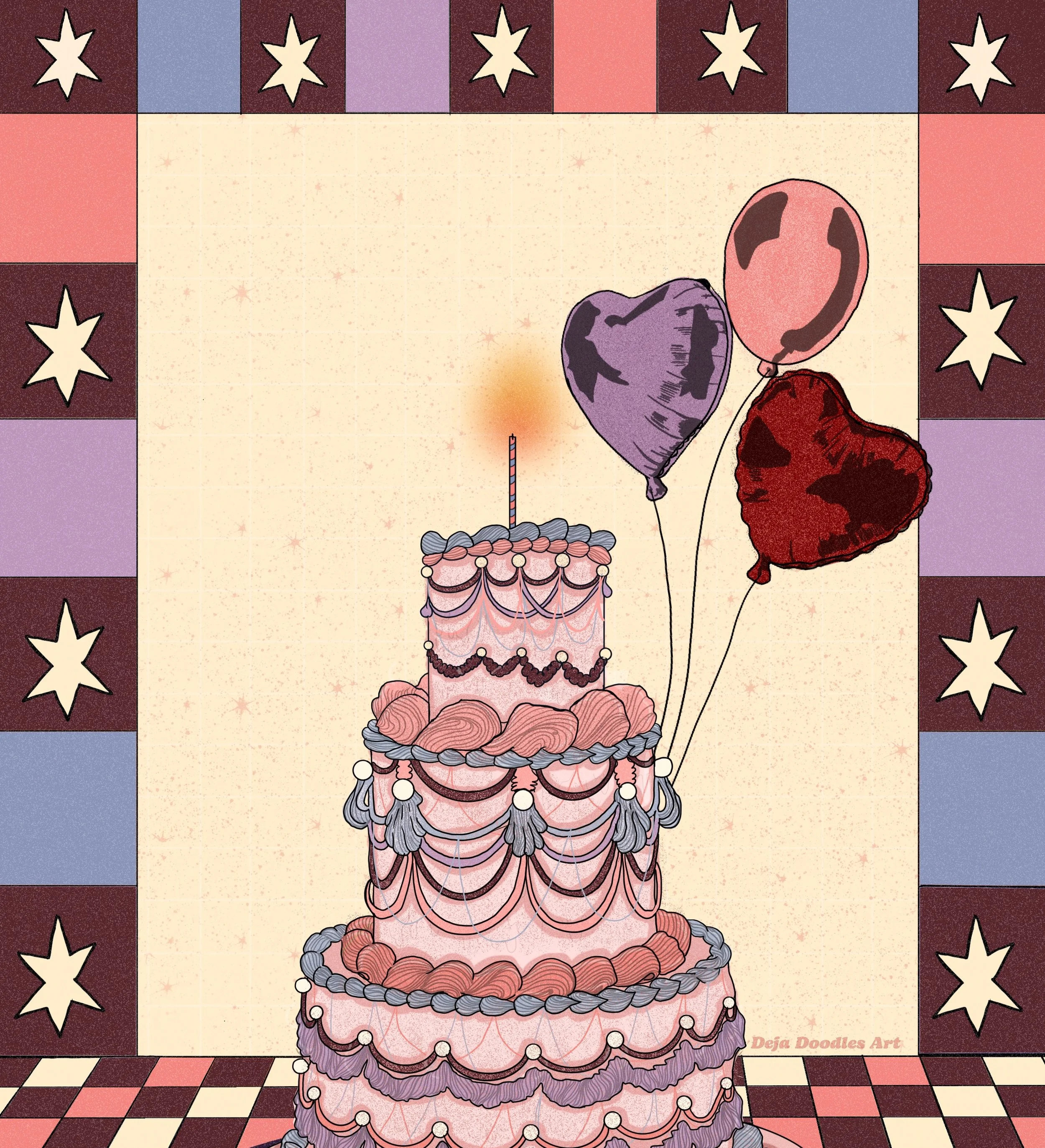 Cake 2 from my art exhibition! 
I loved the colors on this one! 
.
This piece is also for sale! 
DM me if interested 🎂
.
Would you eat this cake? 
.
.
.
#cakeart #cakeillustration #foodillustrations #foodillustrator
