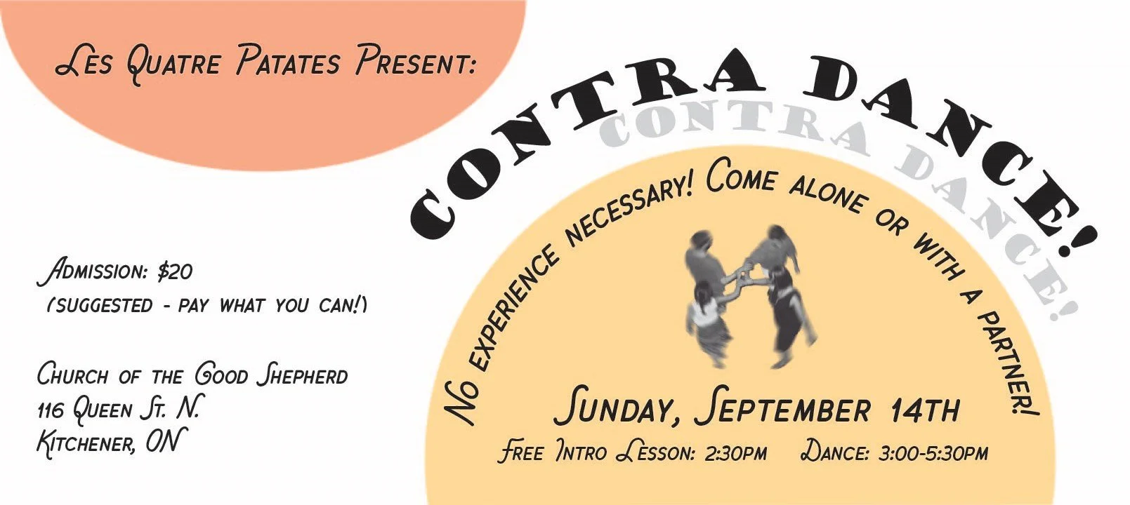 web banner for special contra dance event in Kitchener, ON