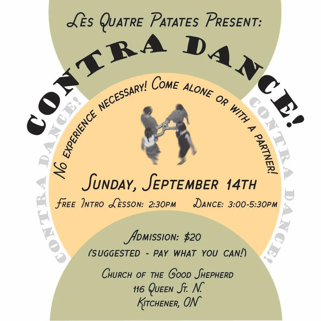 poster for special contra dance event in Kitchener, ON