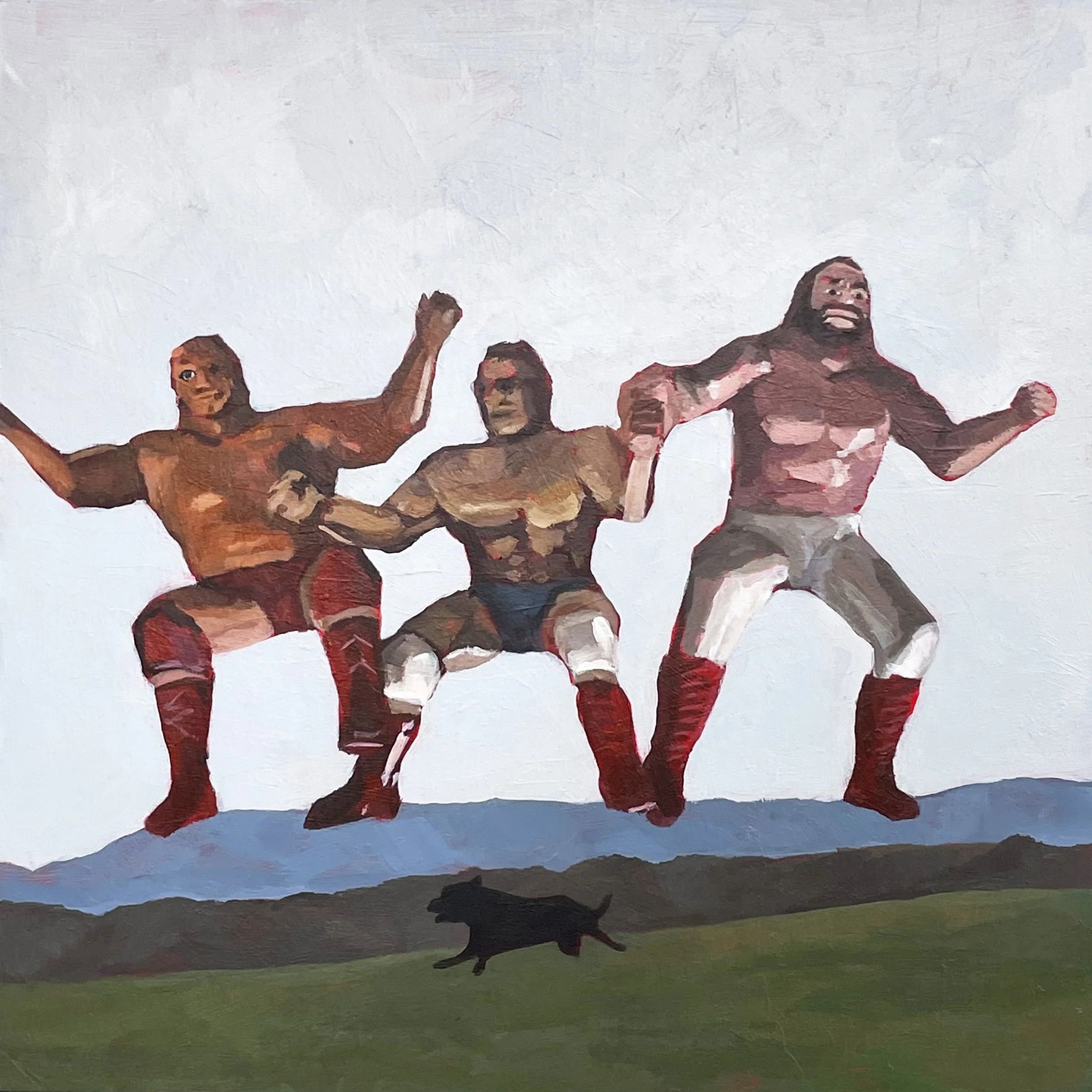 Punching Up, 2025, 10x10", acrylic on wood board