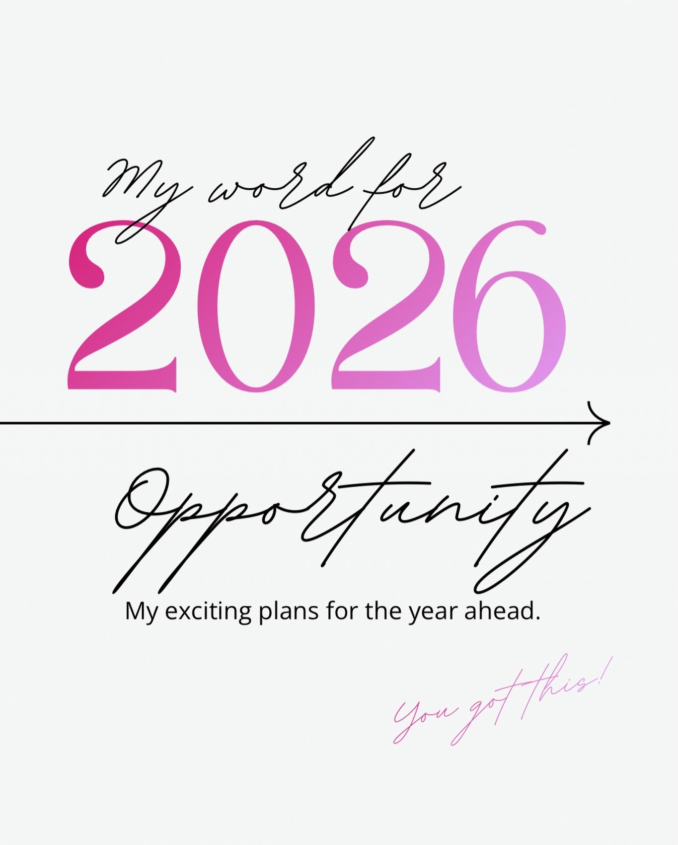 My word for 2026: Opportunity.

This year, I&rsquo;m choosing to say yes more often.
Yes to new rooms.
Yes to conversations that stretch me.
Yes to growth that feels uncomfortable before it feels right.

I&rsquo;m not forcing what&rsquo;s next.
I&rsq