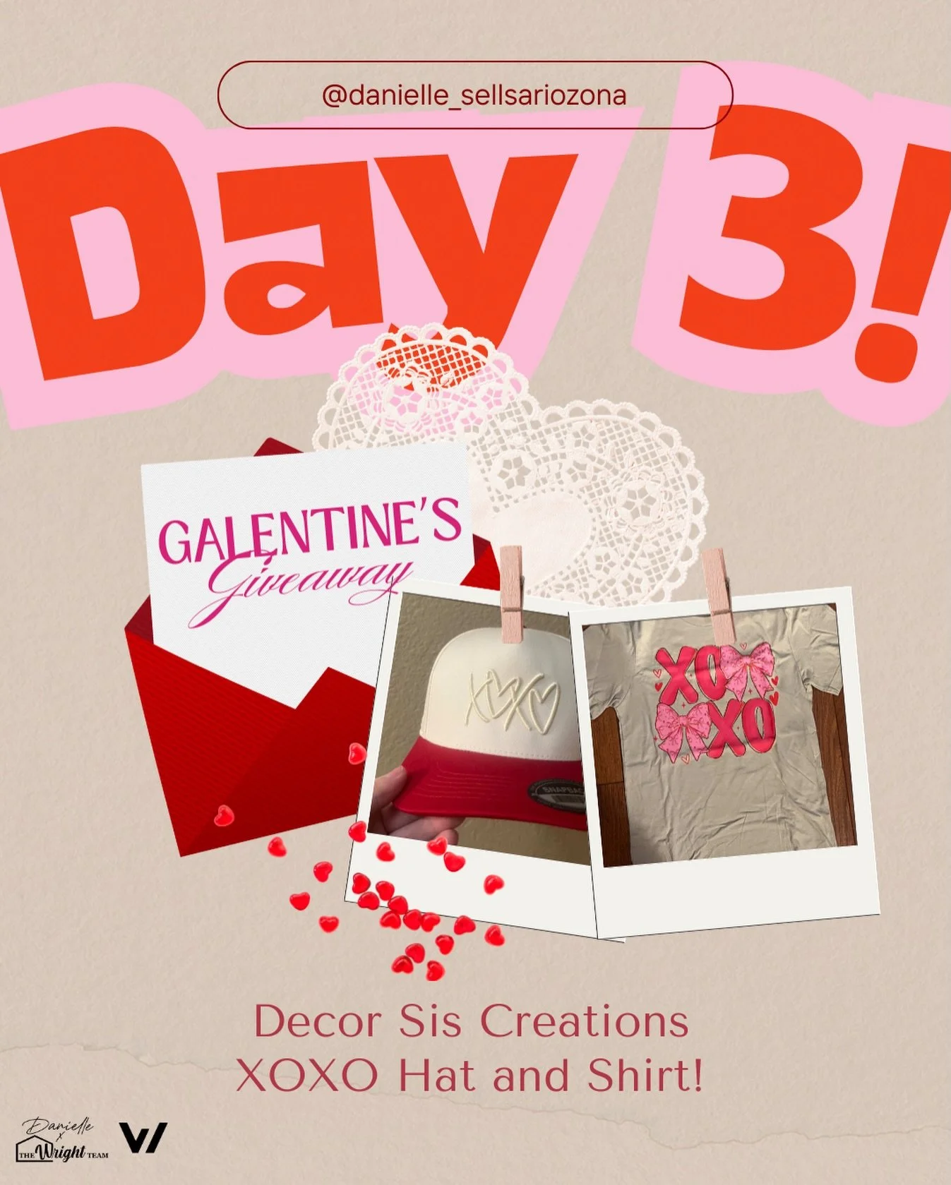 💌 DAY THREE of my Galentine&rsquo;s Giveaway! 💌

Today we&rsquo;re teaming up with @decor_sis_creations and giving away the cutest Valentine&rsquo;s tee + hat combo truly a whole vibe for caffeine runs, school drop-off, or girls&rsquo; night 🤍

Be