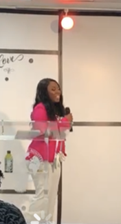 Angela B Favored speaking at an woman empowerment event in Fort Lauderdale Florida. Discussing the realness of being a first-time mom.