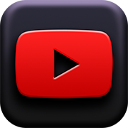YouTube logo icon with red play button on a dark background
