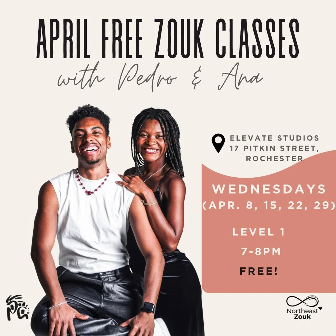 🇧🇷YES, Zouk is FREE on WEDNESDAYS 7-8pm!

If you never tried zouk that&rsquo;s your SIGN TO DO IT!!!
Come dance with us💃🏾🕺🏾At @elevatedanceroc 

Address:📍17 Pitkin Street, Rochester.

Tuesday Classes

7:00-7:50pm Zouk Level 2 
7:50-8:10pm Mini