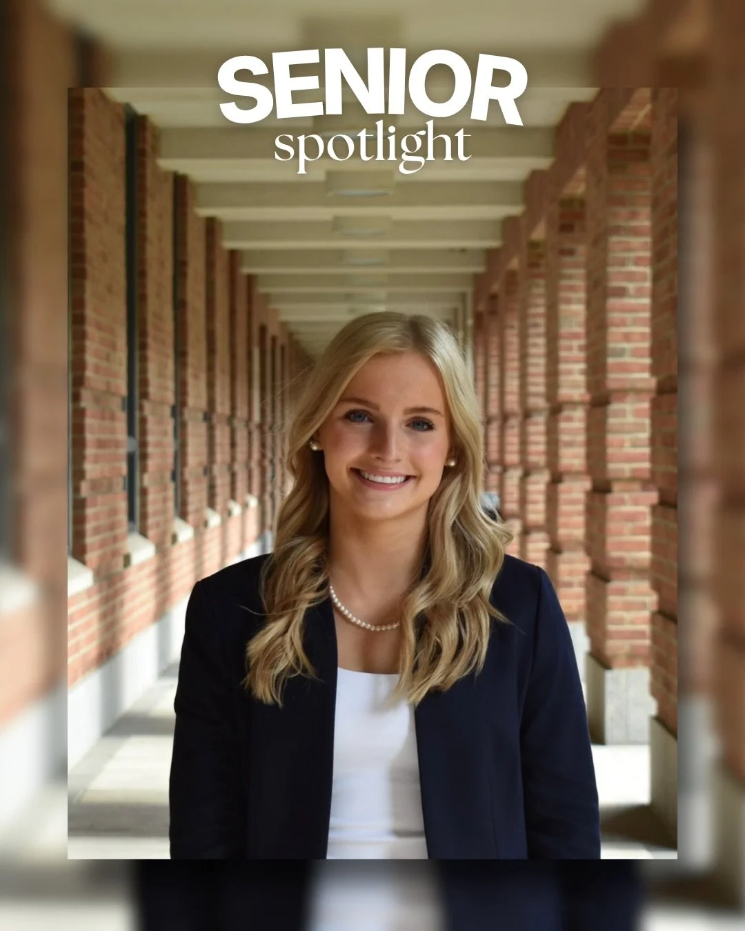 Our next senior spotlight is Linden Ifft who joined our chapter in Autumn 2023. Linden is originally from Bay Village, OH and is majoring in Finance with a minor in Fashion and Retail Studies. She has served as our VP of Alumni Relations and says her