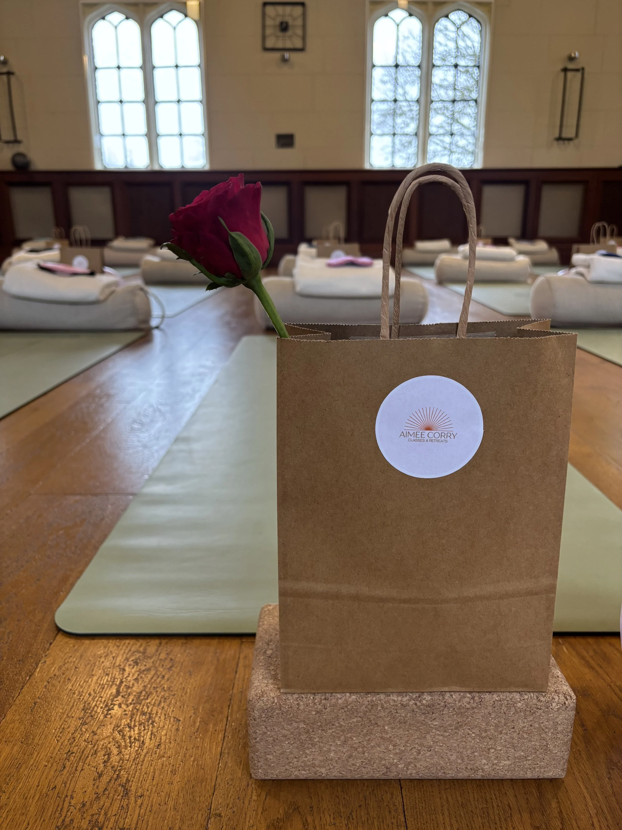 'AIMEE & CORRY CLASSES & RETREATS' goody bags from February Retreat.