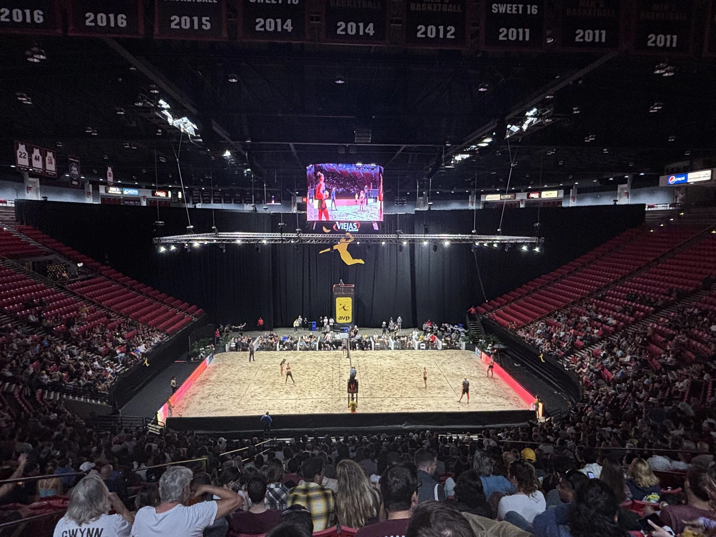 Indoor arena converted for professional beach volleyball
