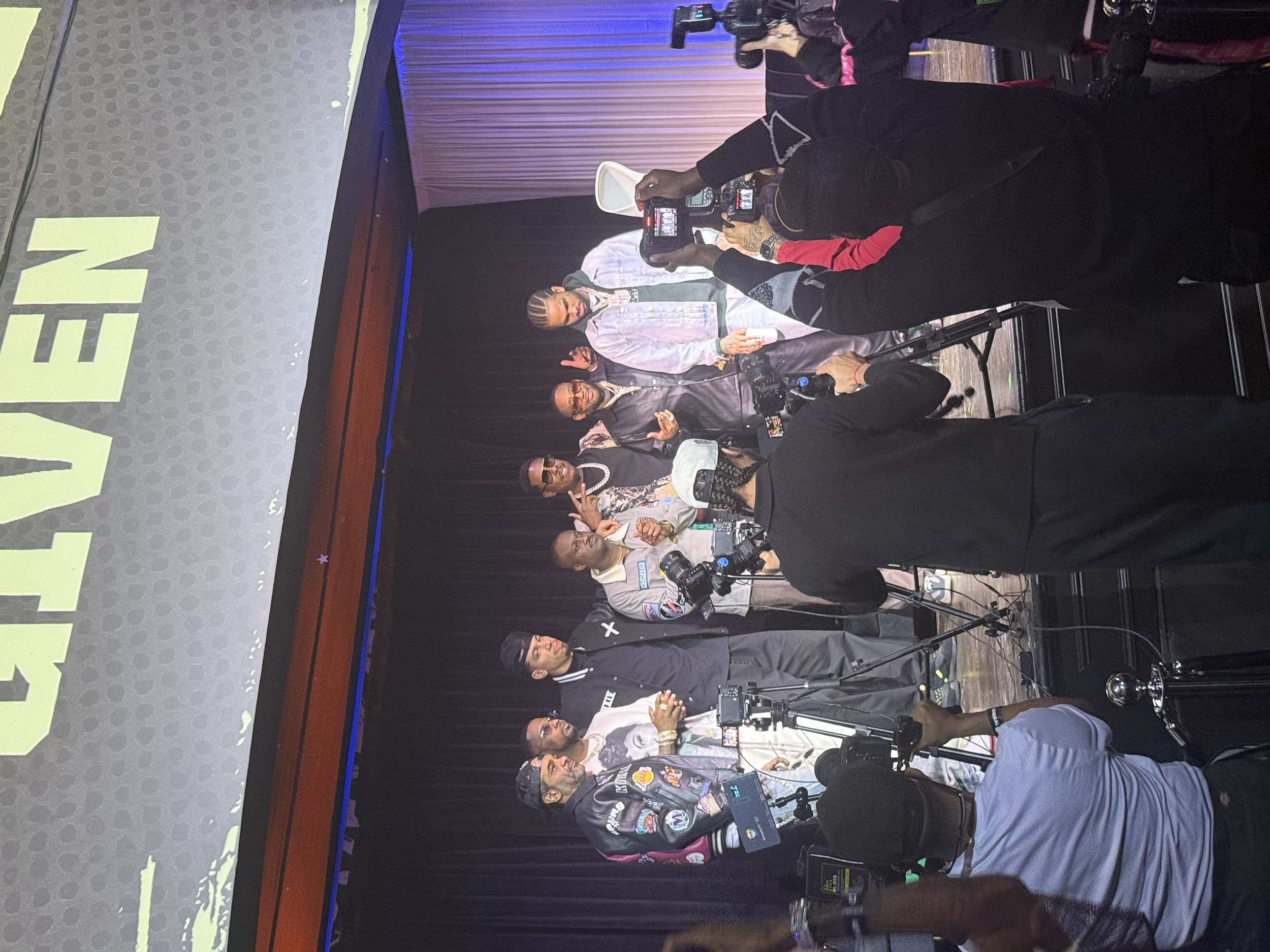 Live podcast hosts and guests onstage during NBA All-Star Week