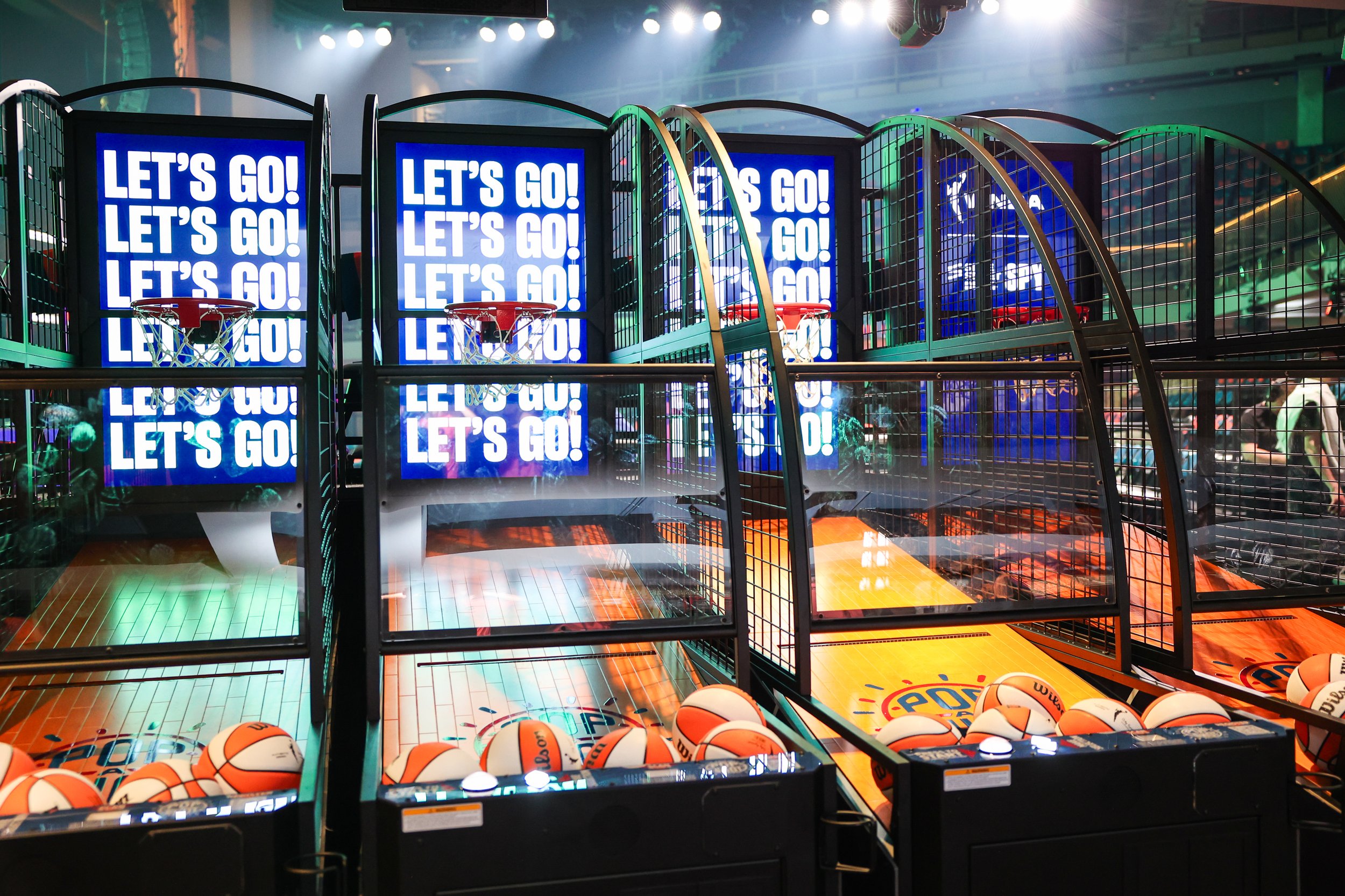 Interactive basketball shooting game at the WNBA watch party