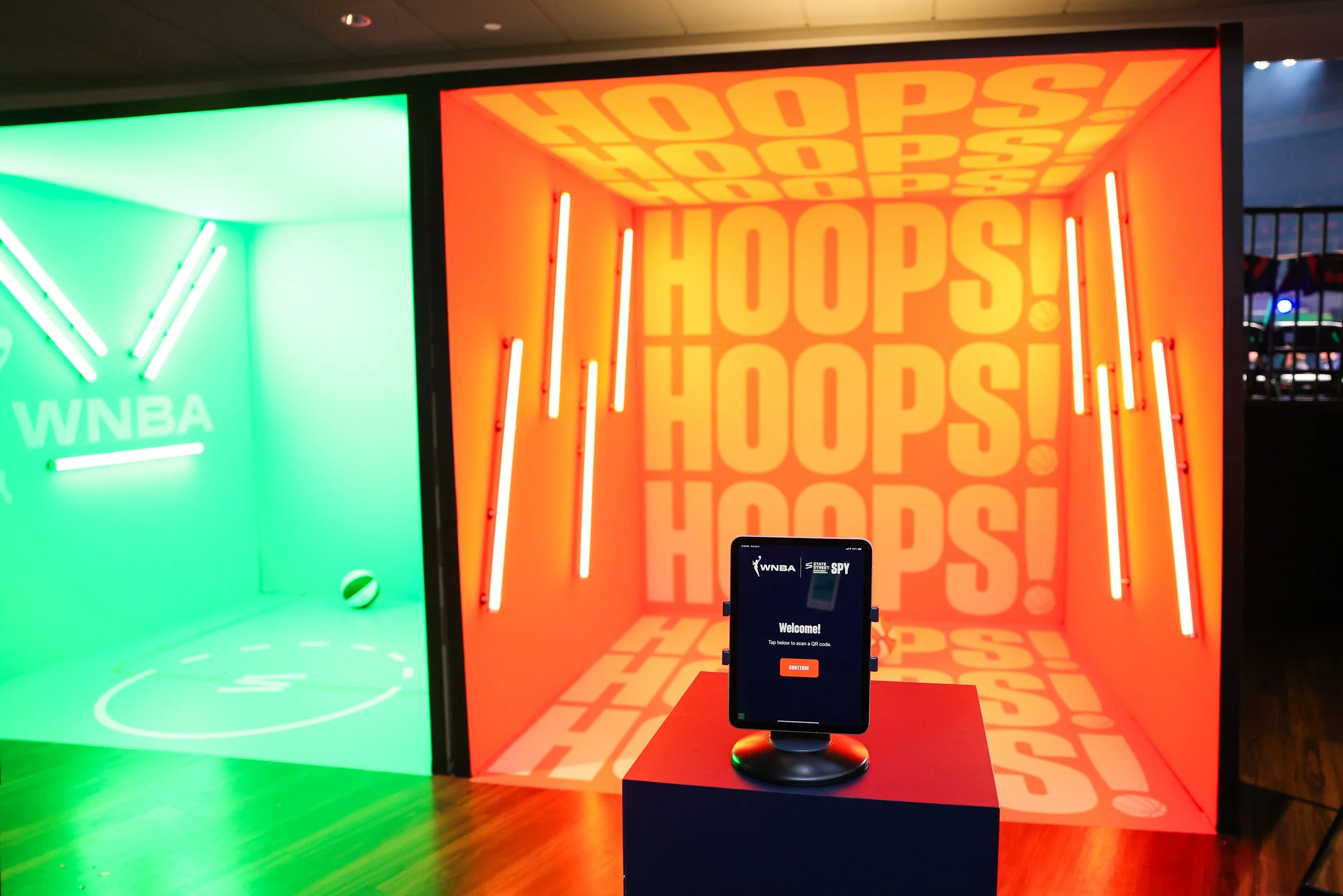 Hoops-themed interactive activation area