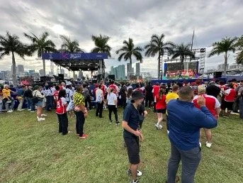Guests gathered on the lawn at Paramount+ Destination Miami