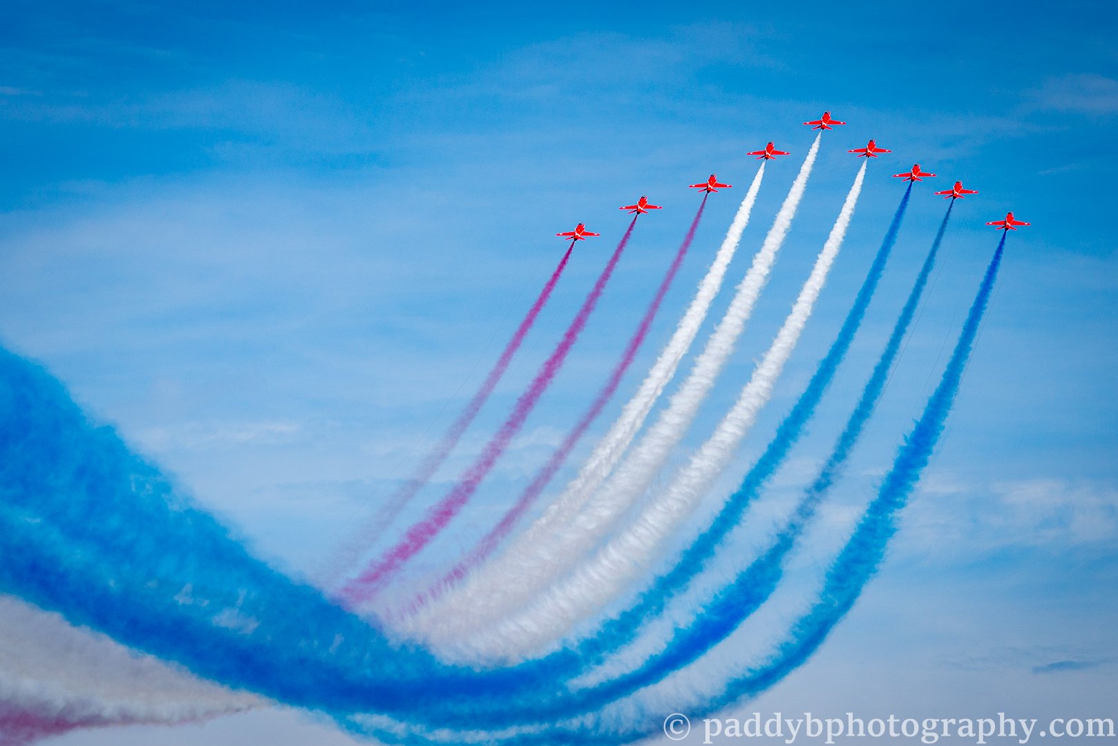 The Red Arrows start their display at the Torbay Airshow 2019