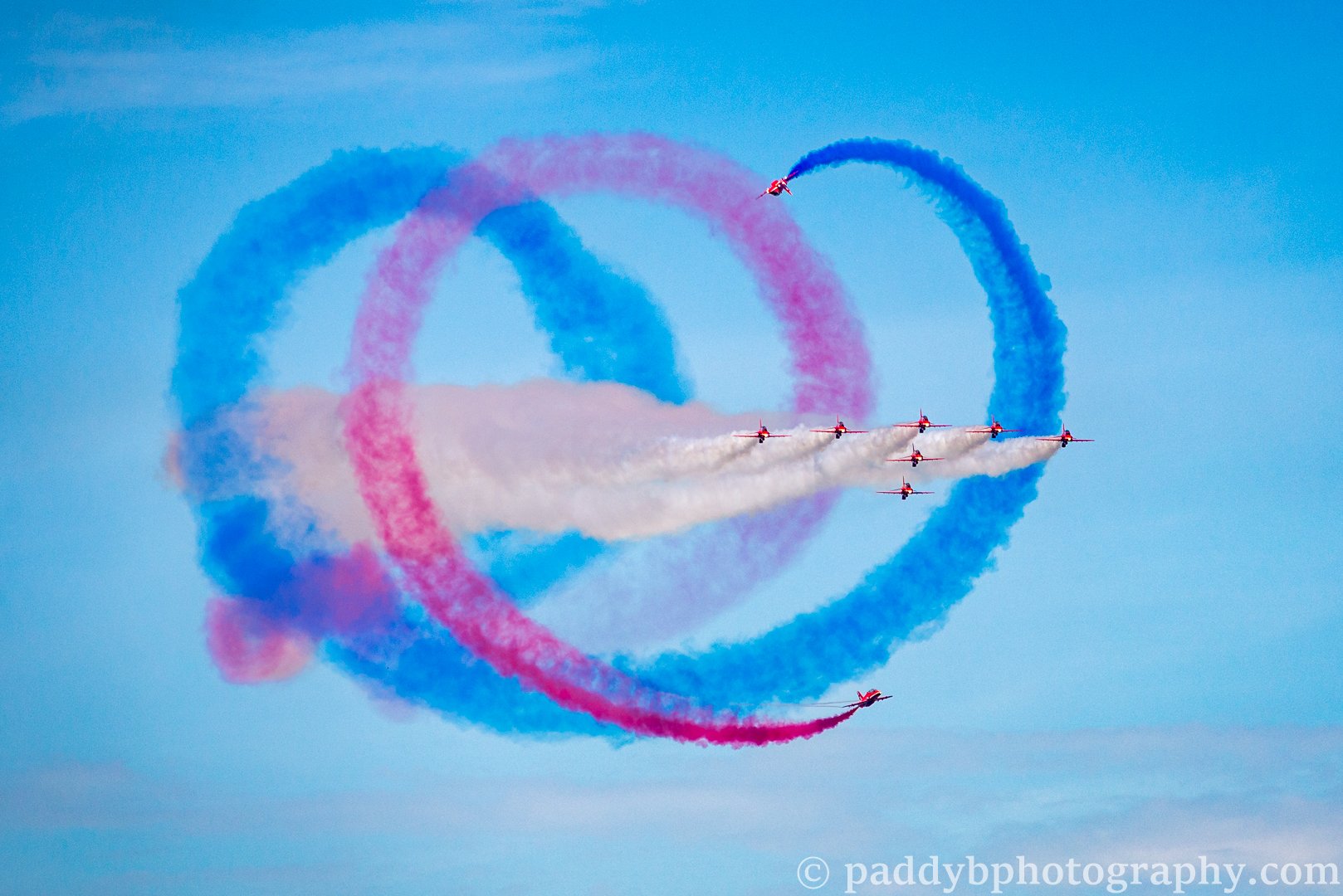 Red Arrows displaying at the Torbay Airshow 2019 - Torbay UK