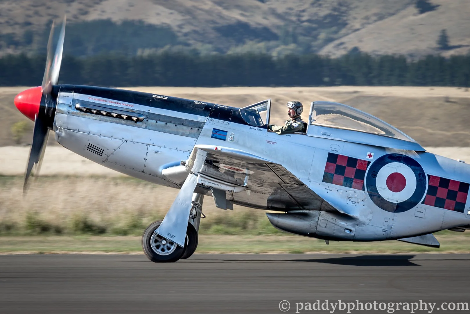 Graham Bethell taxis at speed during Warbirds over Wanaka 2024