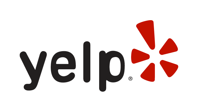 Yelp logo with the word 'Yelp' in black and a red starburst symbol to the right.