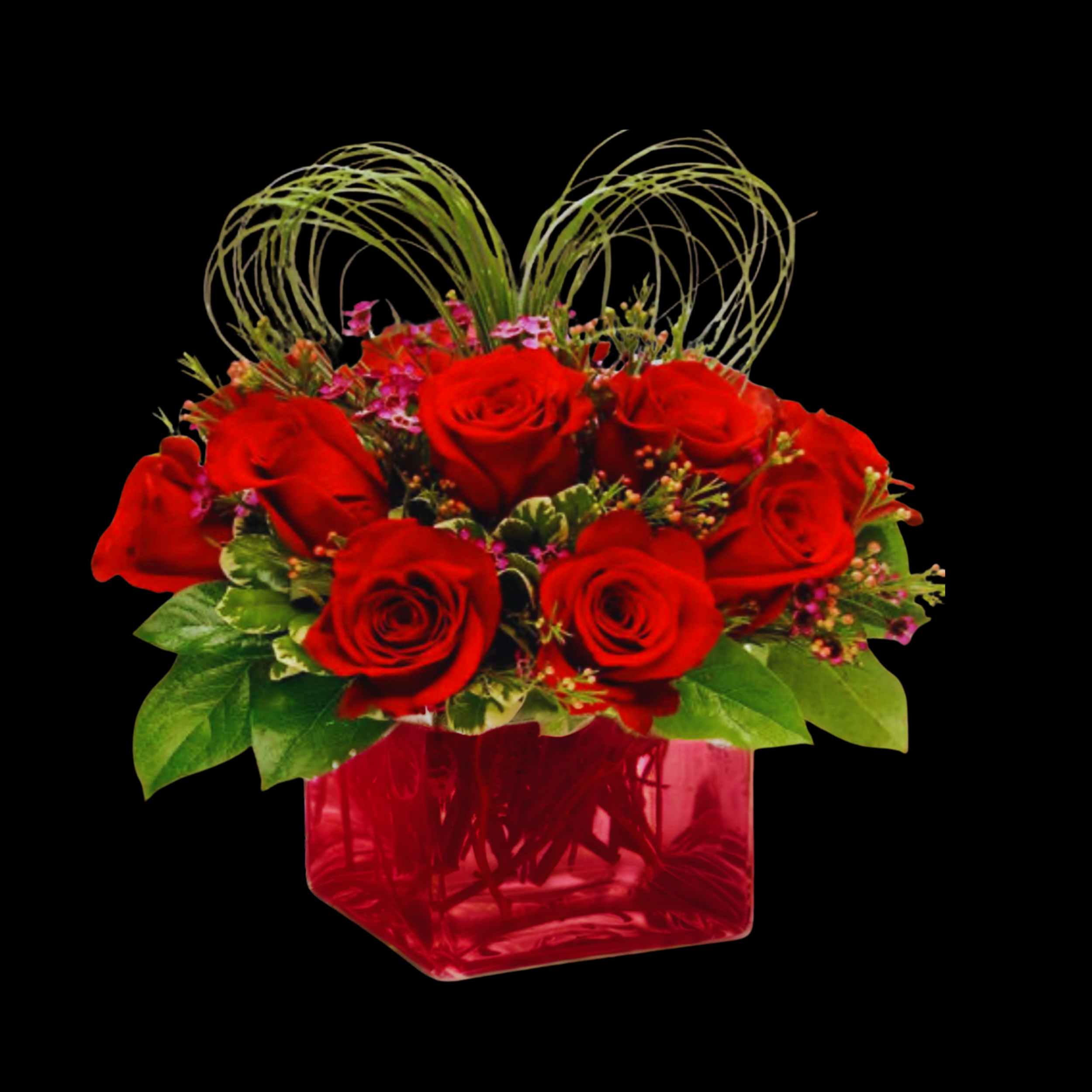 Heartfelt Red Rose Cube