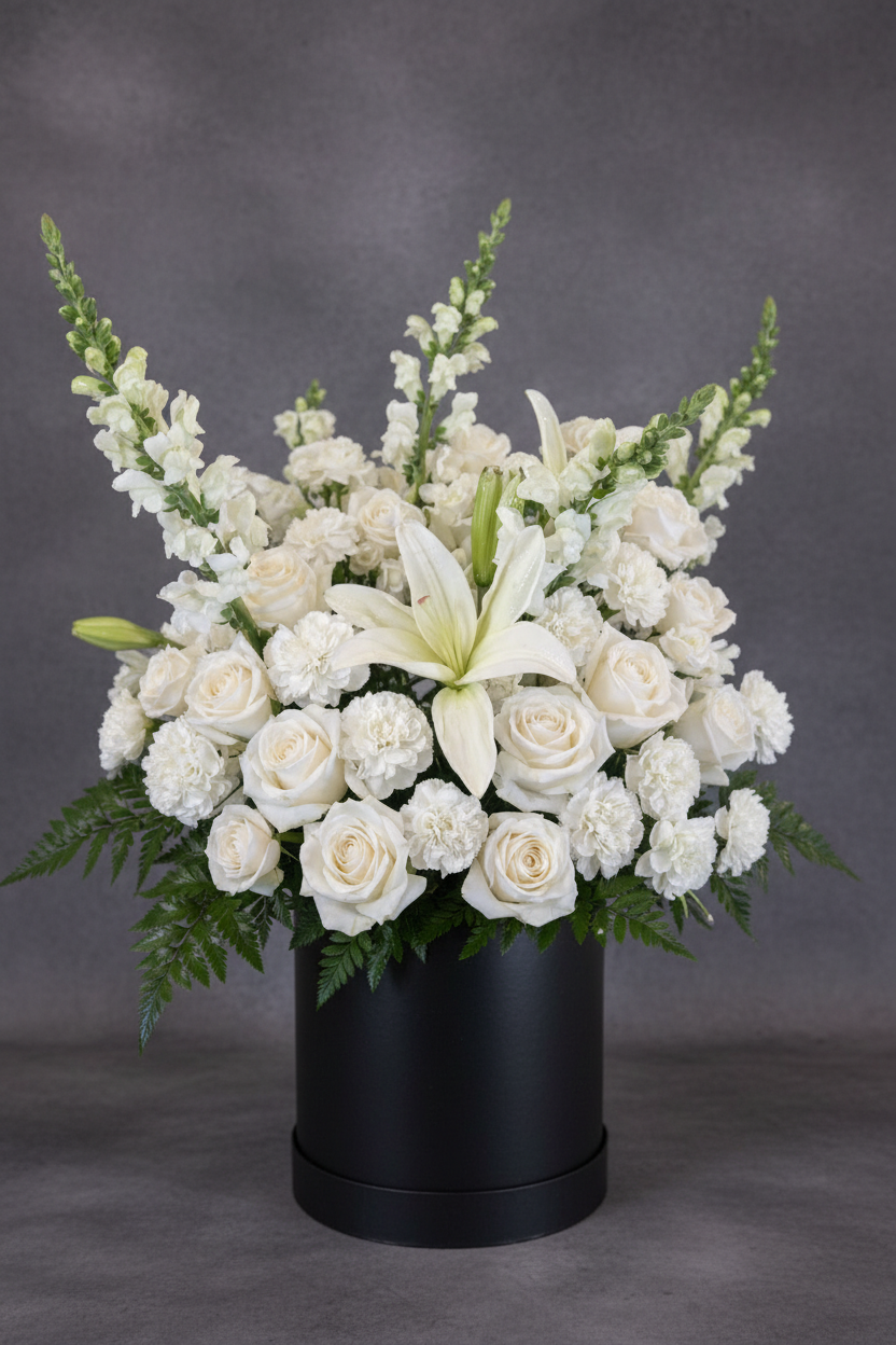 Goodbye Tribute – White Roses & Lilies