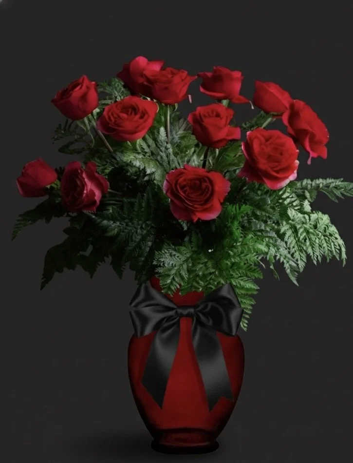 The Midnight Romance: Classic Red Roses in Crimson Vase
