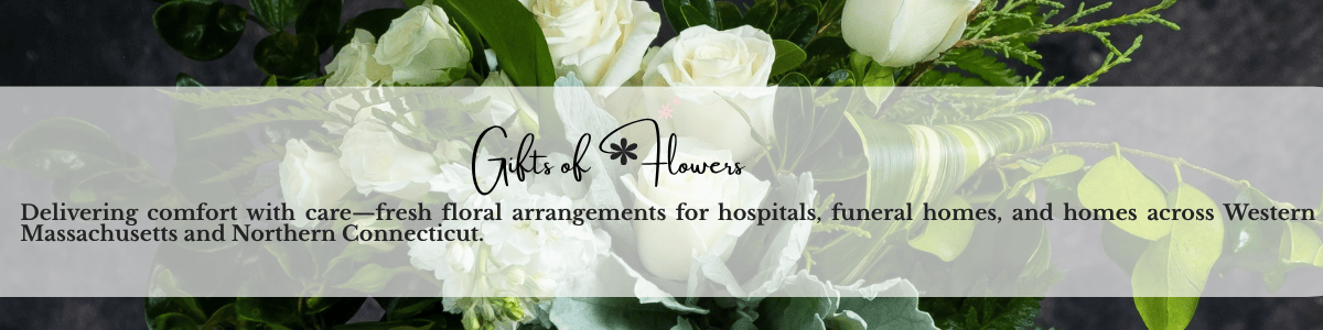 We deliver to header with a Sympathy  bouquet of white flowers with green leaves, associated with a floral arrangement business.