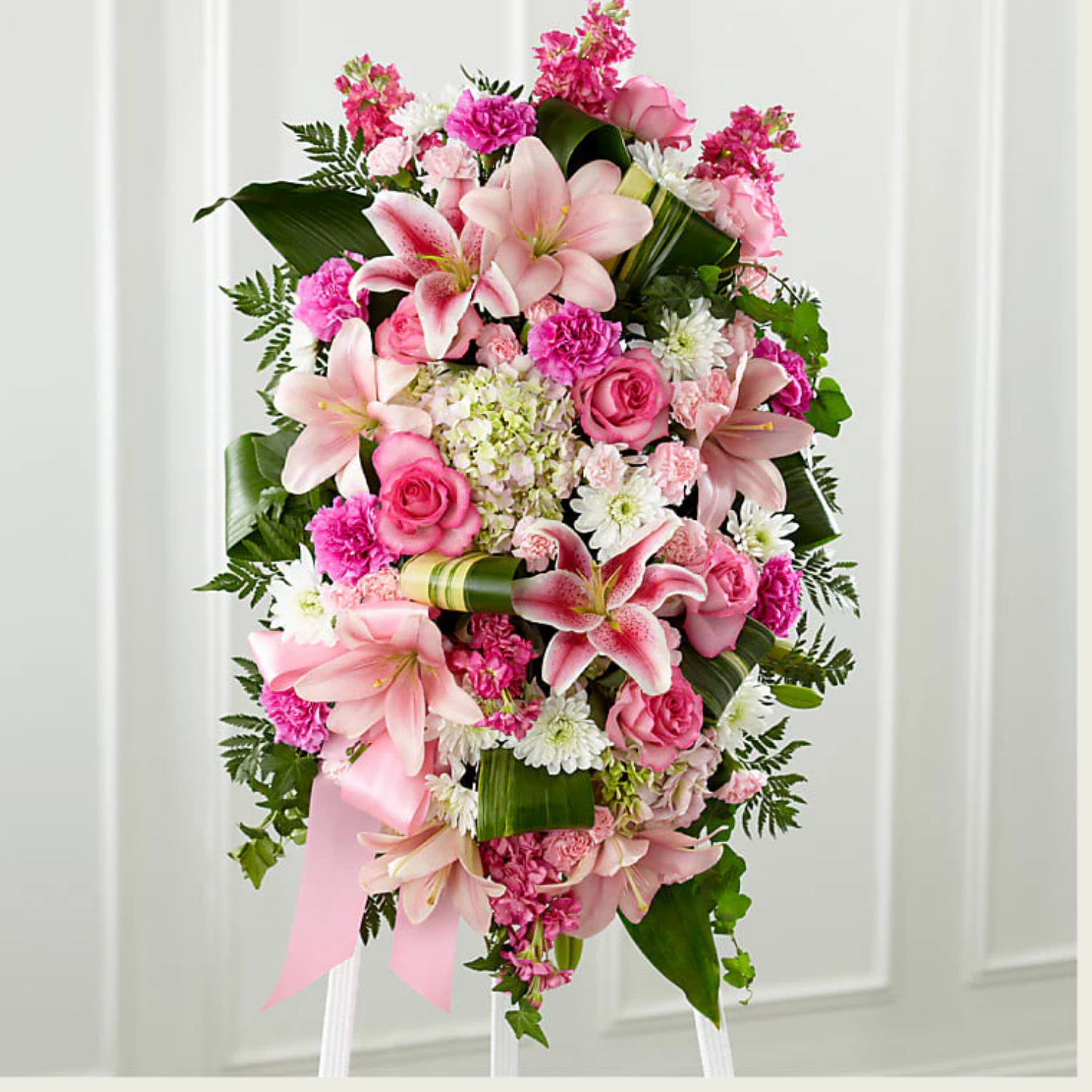 pink funeral flowers funeral flower delivery agawam sympathy flowers feeding hills funeral flowers springfield ma sympathy standing spray funeral flowers west springfield by Gifts of Flowers by TA