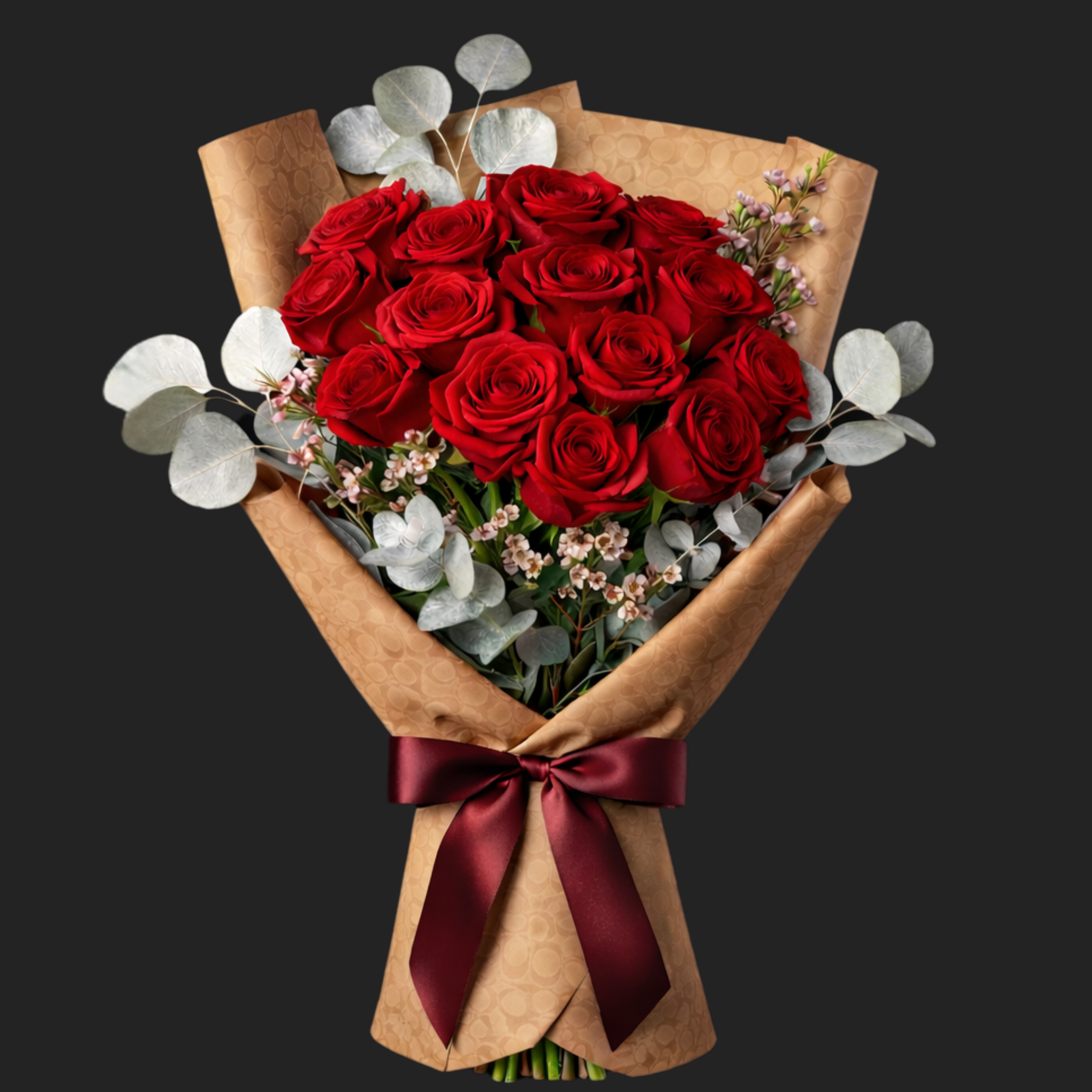 red explore and freedom roses presented in a classic bouquet by Gifts of Flowers TA
