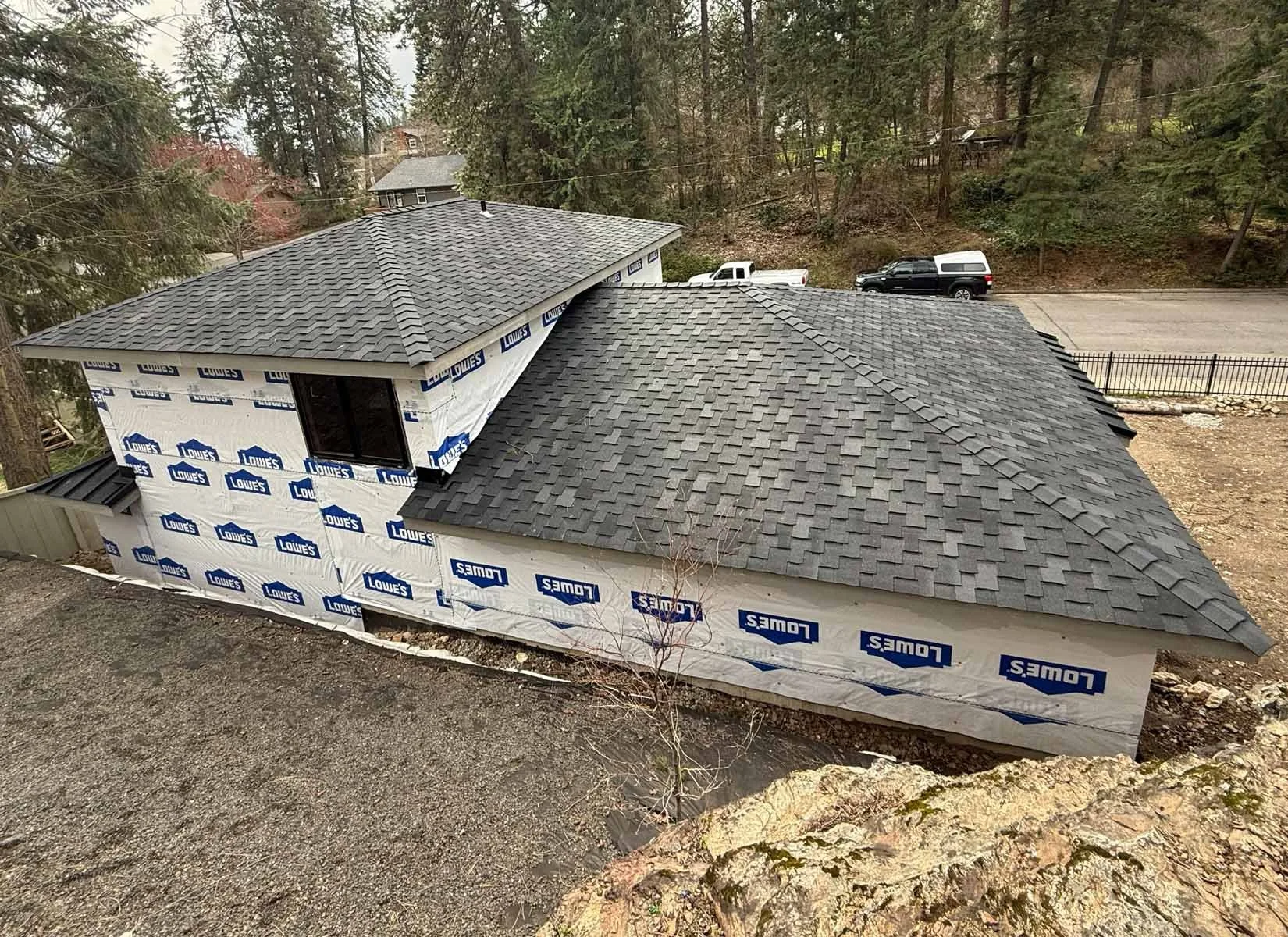 Downtown CDA 83814 new construction roofing by Carlson and Co Coeur d'Alene Idaho