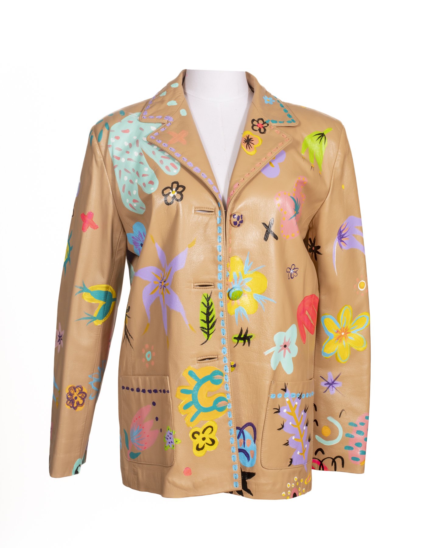 unique, one-of-a-kind, custom painted leather jackets by Javiera X Estrada