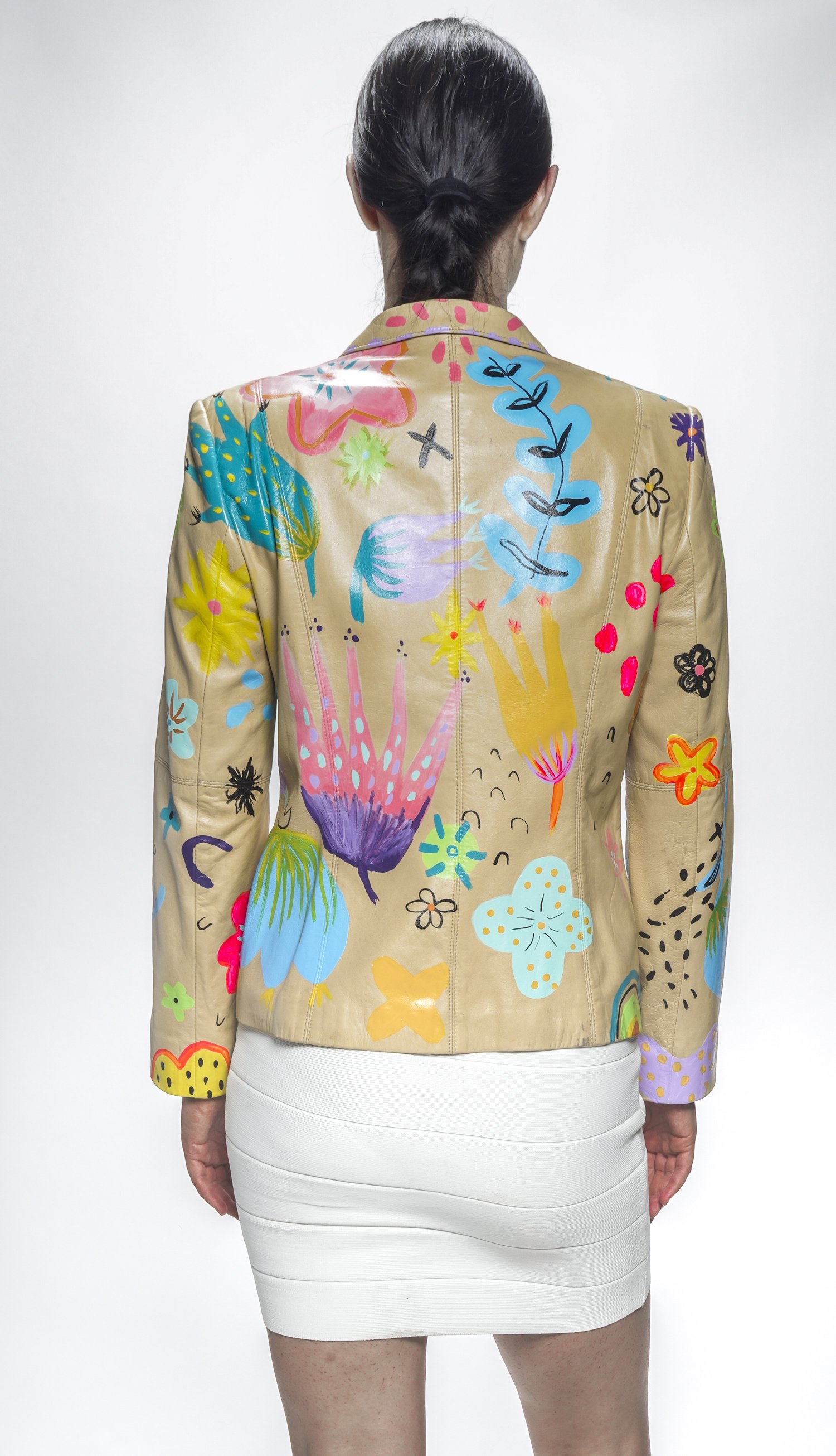 unique, one-of-a-kind, custom painted leather jackets by Javiera X Estrada