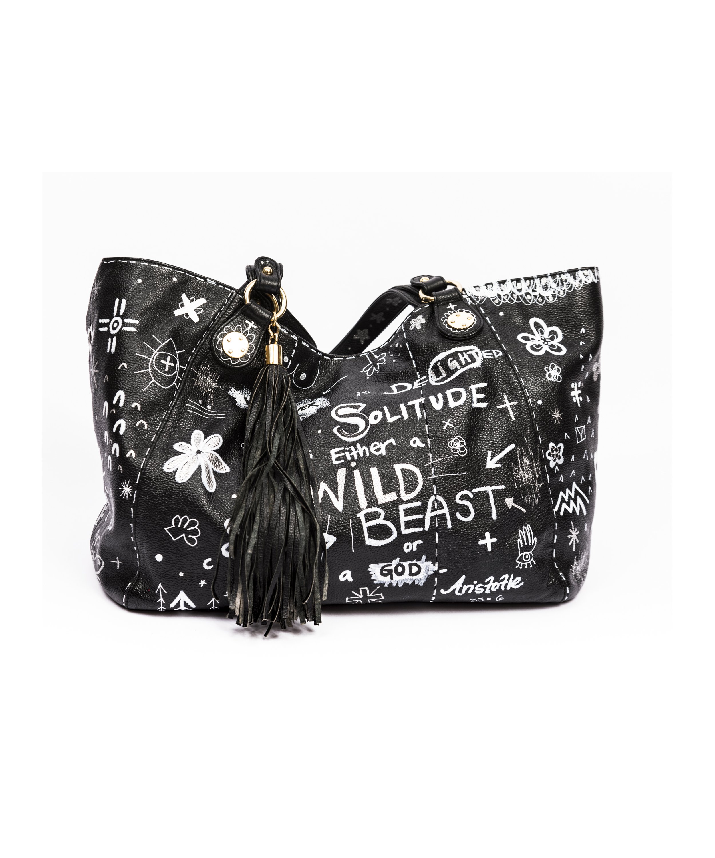 handmade-one-of-a-kind-painted leather purse by Javiera X Estrada