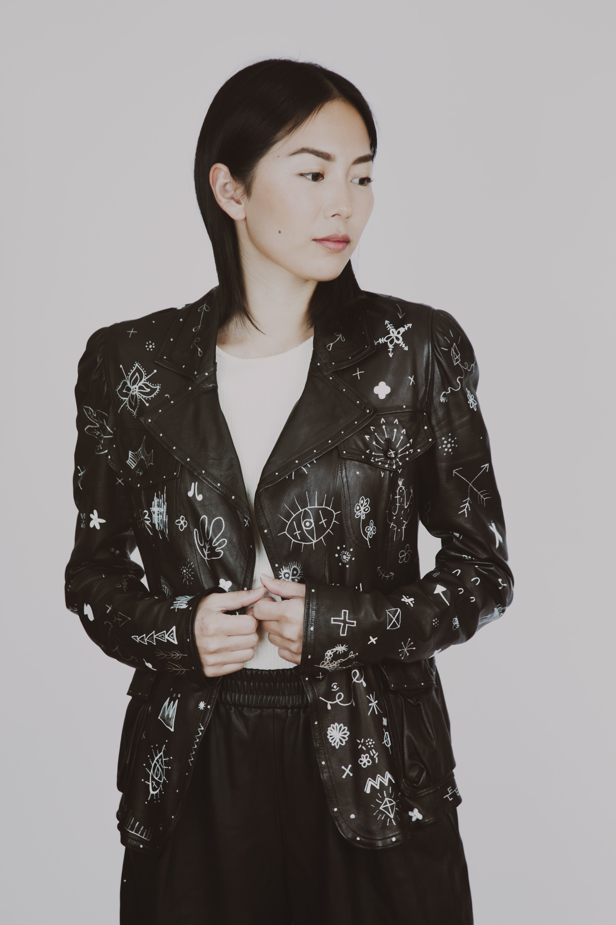Hand-painted, one-of-a-kind Yves St. Laurent leather blazer