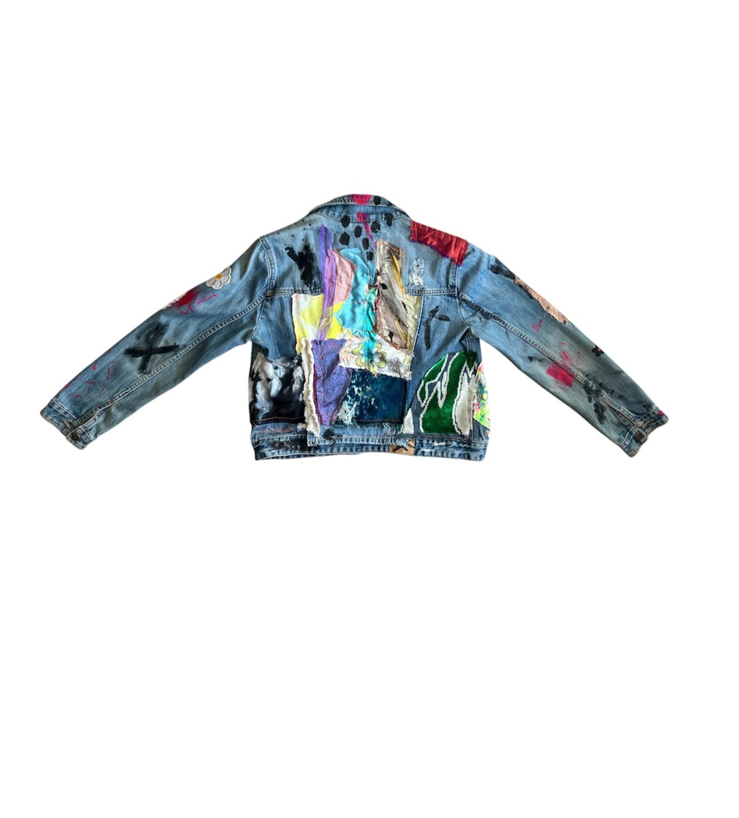 handmade-one-of-a-kind-painted denim jacket by Javiera X Estrada