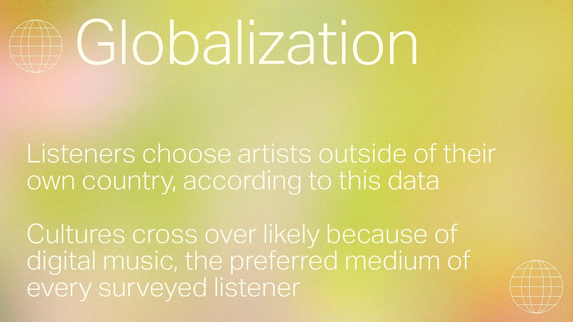 Often, the nationality of a listener's top artist was different than the listener's nationality. Through music, cultures cross over, despite the geographic distance. 