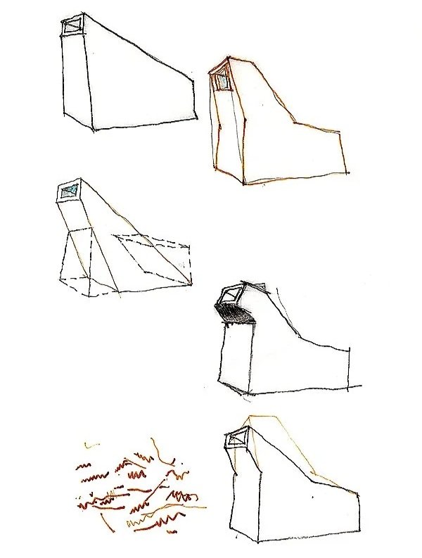 Saint Joseph the Worker study sketches of chapel massing, designed by Sparano + Mooney Architecture