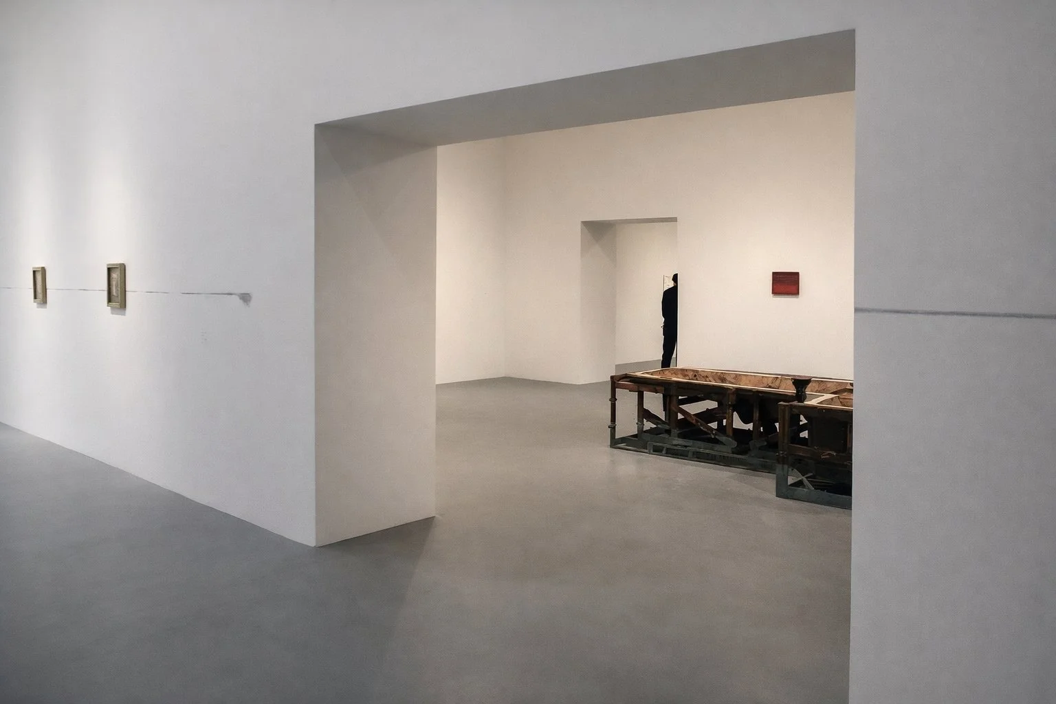 MOCA installation view of minimalist contemporary art exhibit in room designed by Sparano + Mooney Architecture