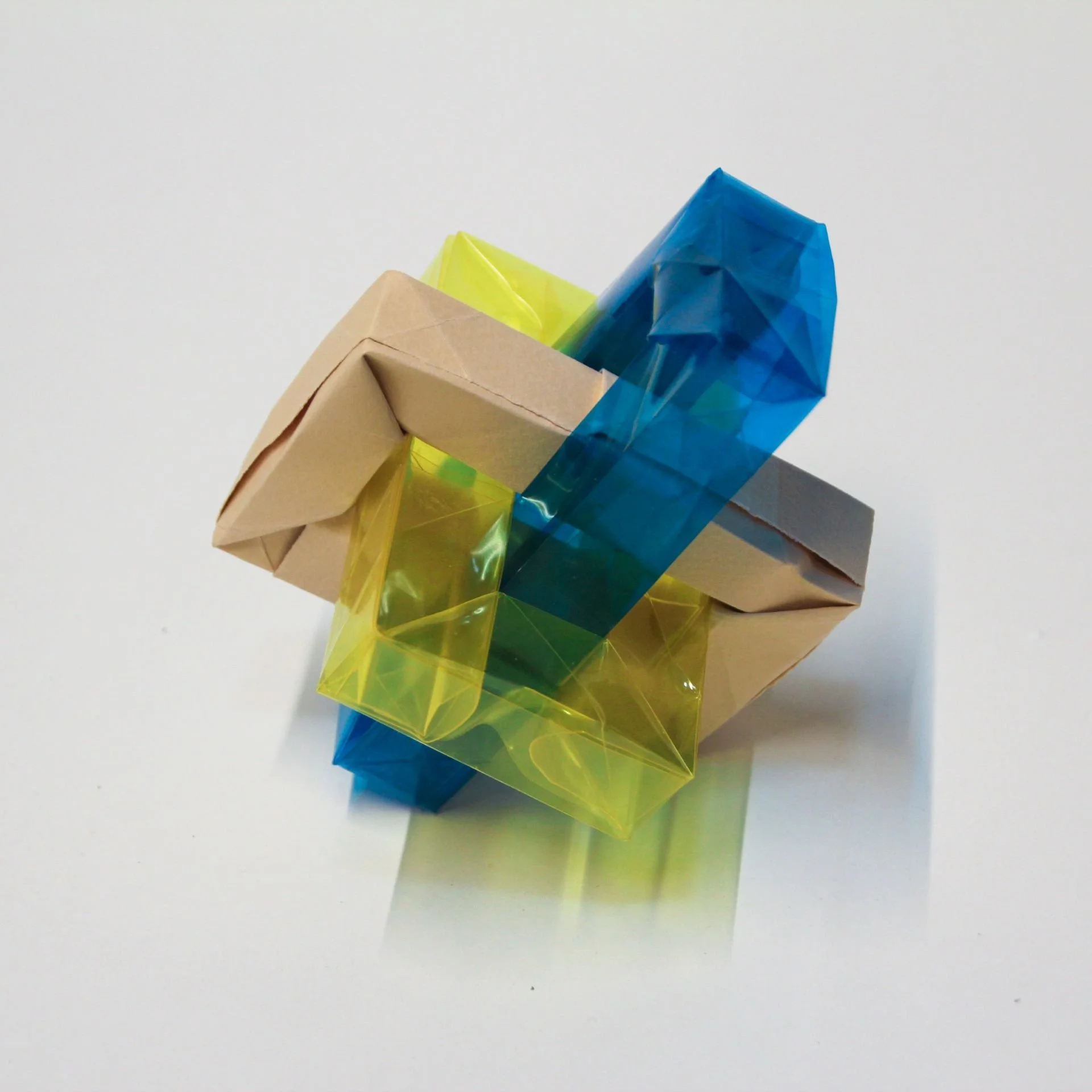 Interlaken origami heuristic device with Interlocking links of colorful vellum and paper designed by Sparano + Mooney Architecture