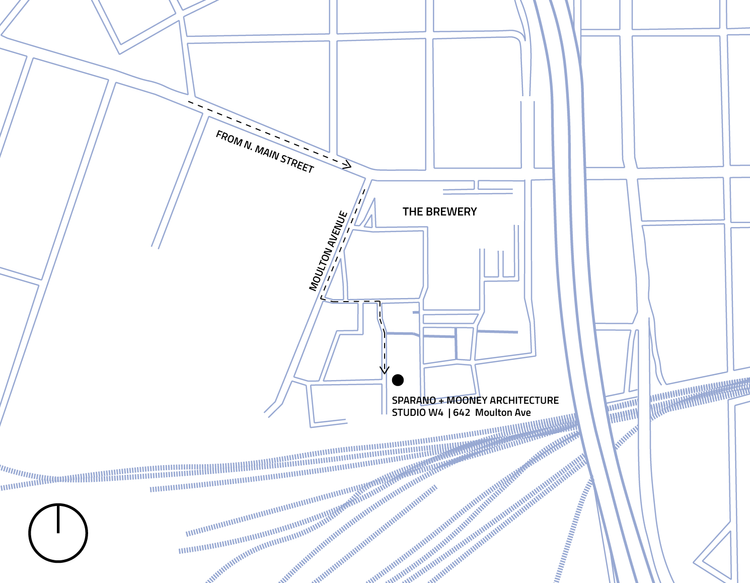 Aerial map with directions to Sparano + Mooney Architecture Salt Lake City studio