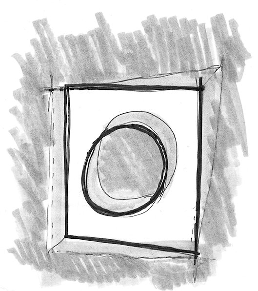 Glashausen sketch of building mass with a courtyard oculus designed by Sparano + Mooney Architecture