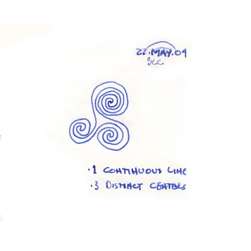 Sketch shoiwng continuous line with distint centers designed by Sparano + Mooney Architecture