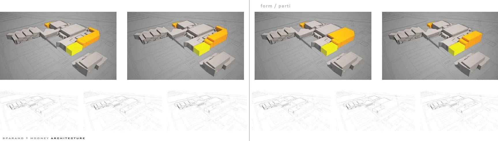 Utah Fine Arts Center block format and parti diagrams designed by Sparano + Mooney Architecture
