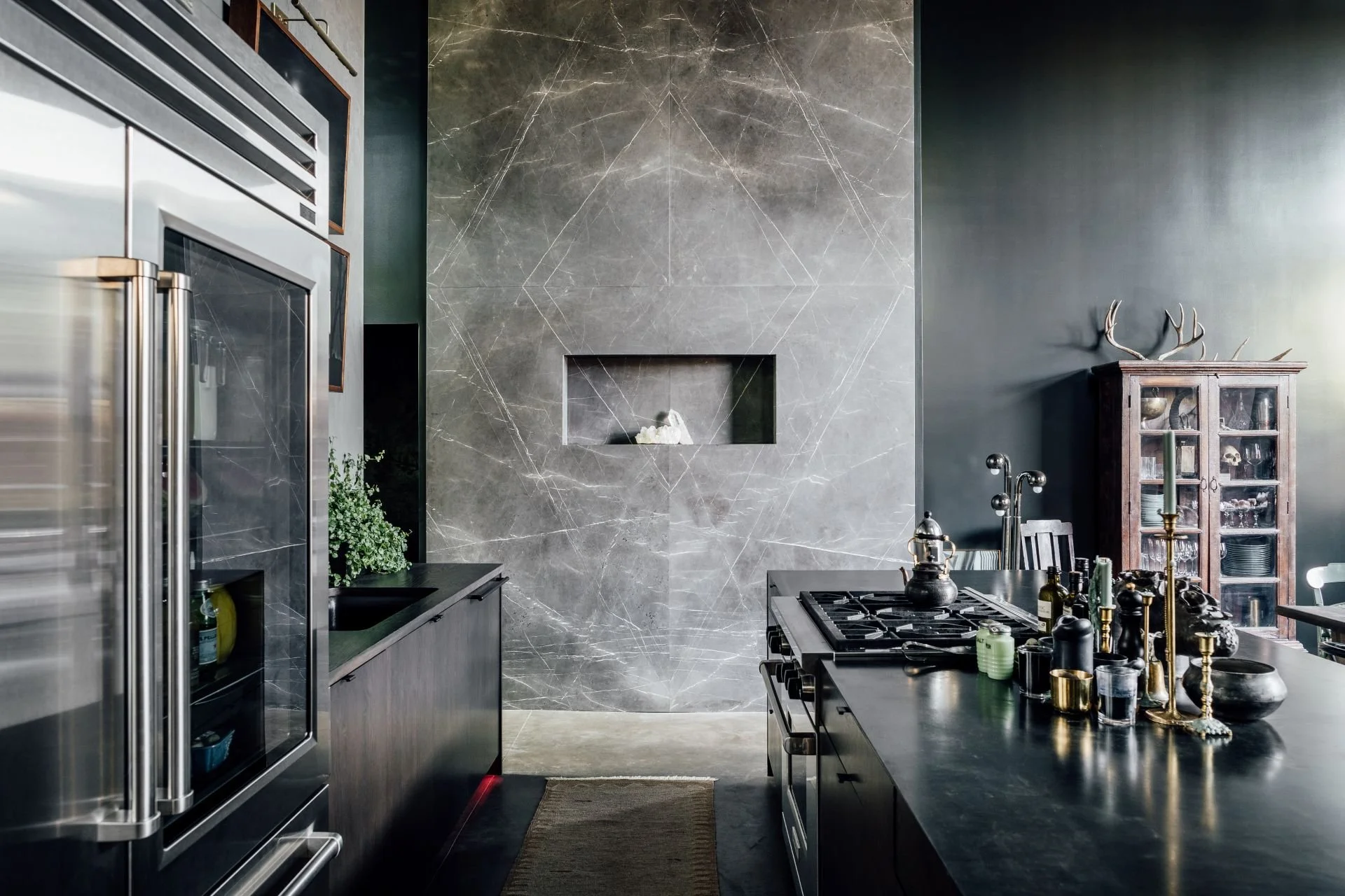 Salt Lake City Urban Treehouse residence modern dark kitchen designed by Sparano + Mooney Architecture