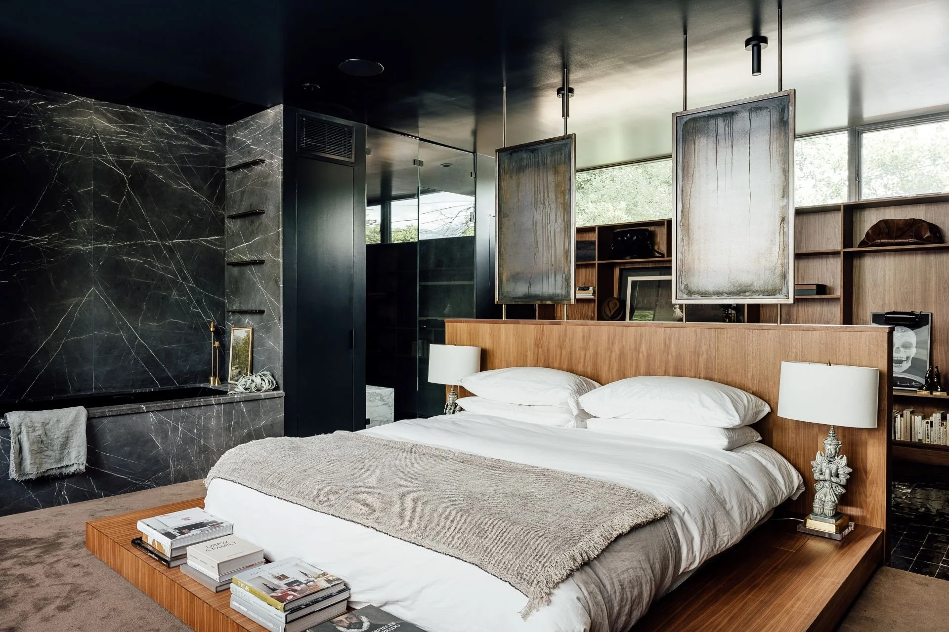 Urban Treehouse residence open layout bedroom and bath designed by Sparano + Mooney Architecture