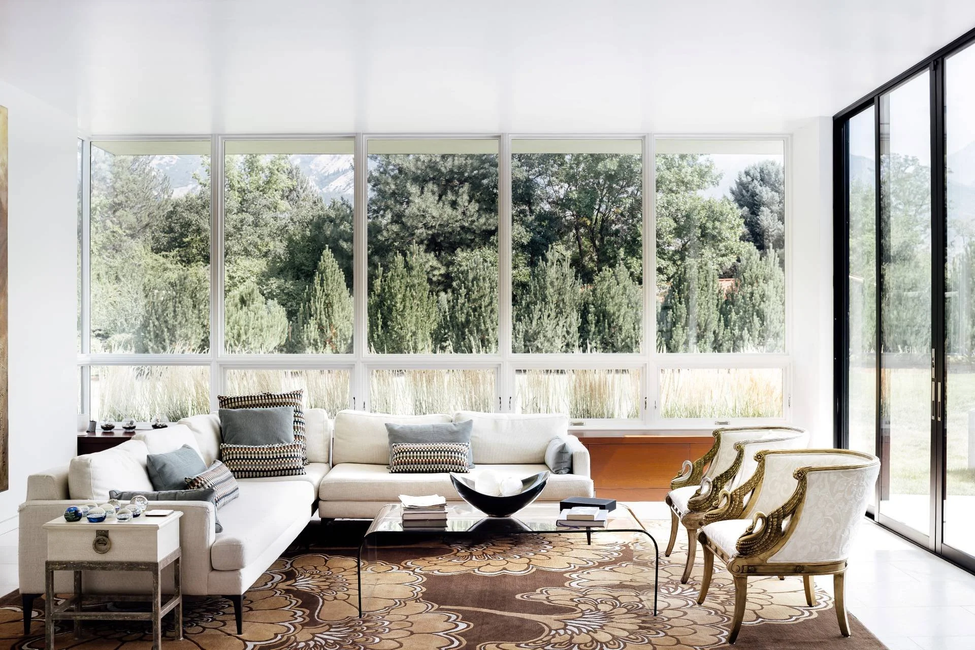 Full height windows of living space designed by Sparano + Mooney Architecture.