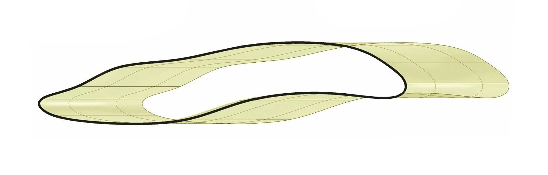 Loop Bench concept drawing section of abstracted kelp, designed by Sparano + Mooney Architecture